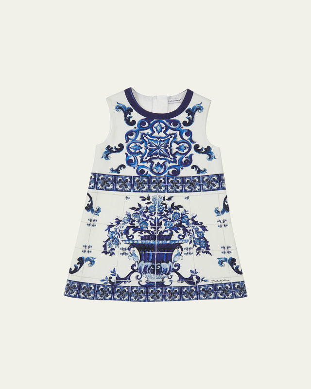 Girl's Mediterraneo Majolica Jersey A-Line Dress, Size 8-10